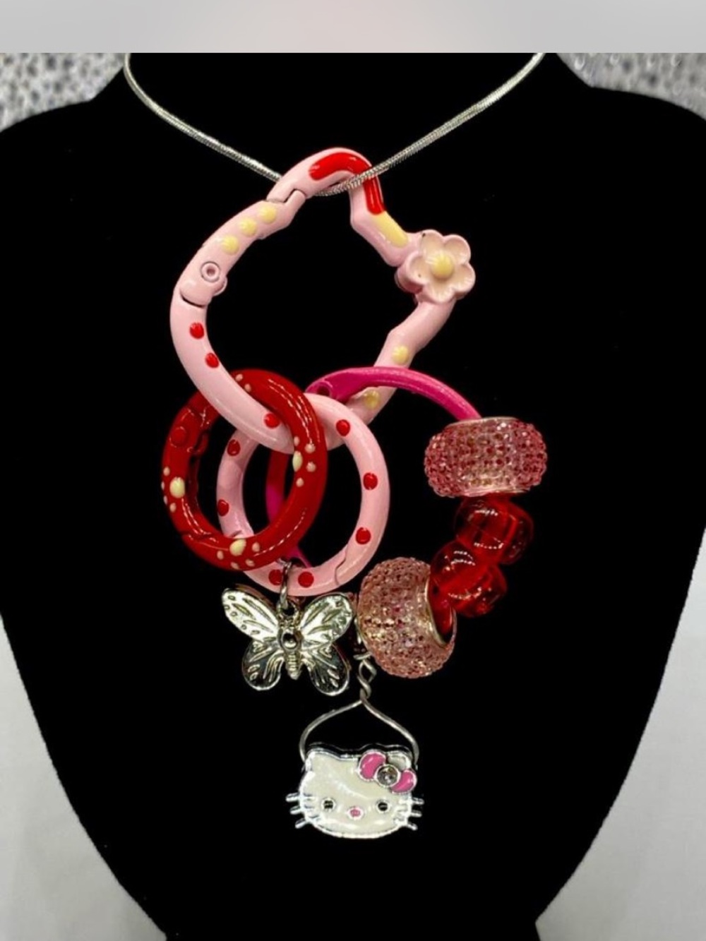 *** Kawaii ^^^ Pink / Red Charm Necklace  ***  Hello Kitty  ^^^ Custom ***